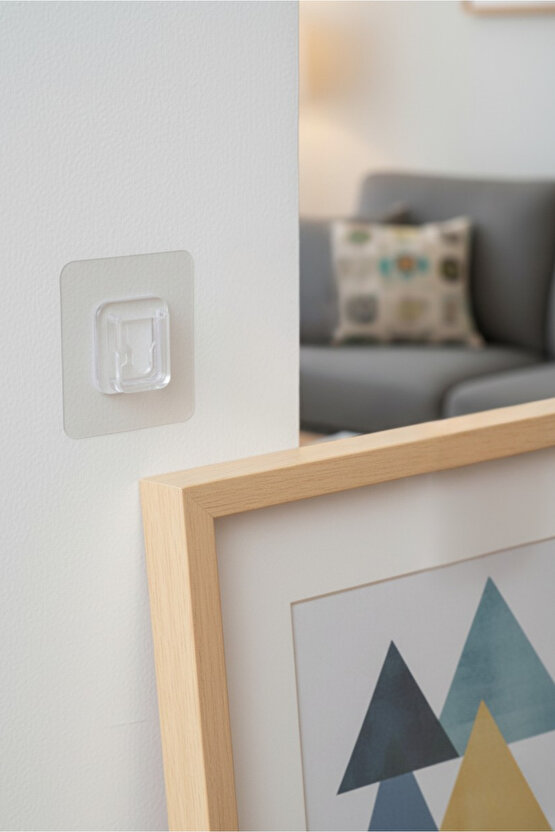 10 Çift Şeffaf Yapışkanlı Kanca Askısı Çift Taraflı Geçmeli Klips Sabitleme Kancası