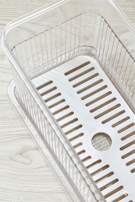 4lü Kulplu Şeffaf Buzdolabı Organizeri Gıda Saklama Düzenleyici Seti 3.60 L