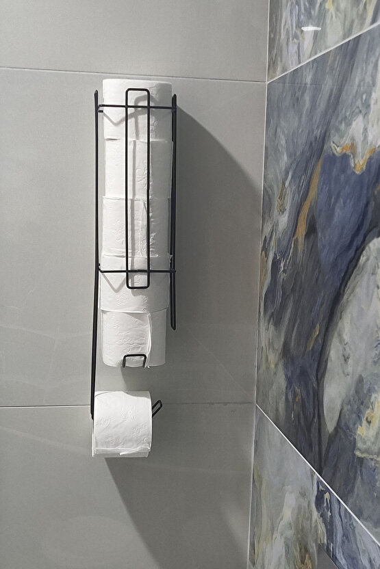 Yapışkanlı Yedekli Wc Kağıtlık Metal Tuvalet Kağıtlığı - Siyah