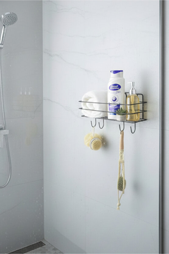 Kendinden Yapışkanlı Asılabilir Kancalı Banyo ve Mutfak Düzenleyici Organizer - Siyah