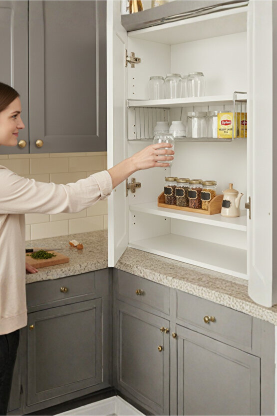 Dolap Içi Asılabilir Kanguru Model Düzenleyici Raf 36cm - Krom