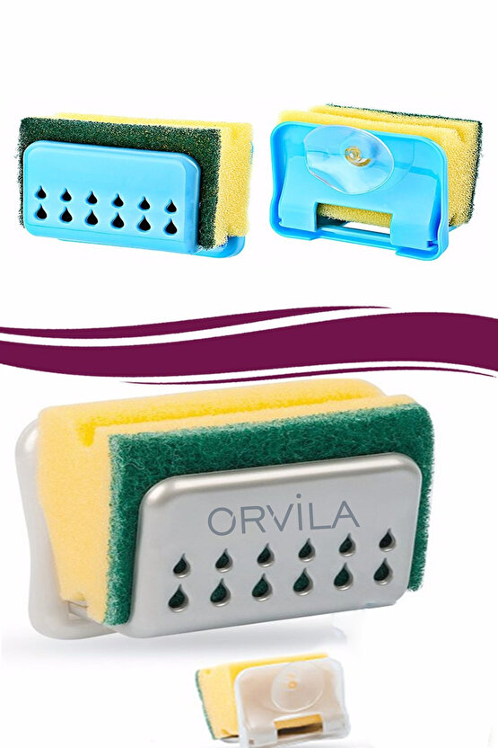 Vantuzlu Bulaşık Süngeri Askı Aparatı (SÜNGERLİ) Pratik Mutfak Ve Lavabo Bulaşık Süngerliği Askısı