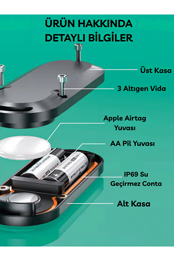 Airtag Pil Süre Arttırıcı 10 Yıl Pil Ömrü Kesintisiz Taşınabilir Pratik Araç Çocuk Yaşlı Motor Takip