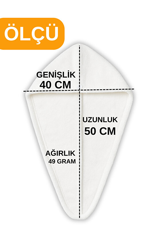 Saç Havlusu Peluş Kumaş Hızlı Kuruma Düğmeli Asılabilir Hafif Banyo Bonesi Yıkanabilir Beyaz 40x50cm