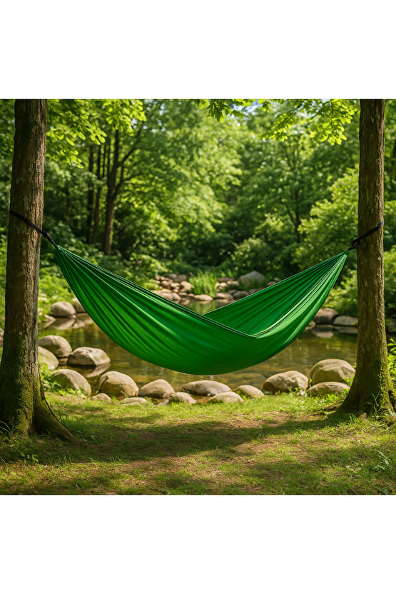 Paraşüt Hamak 140kg Kapasite Su Geçirmez Taşınabilir Çantalı Çift Halatlı Dayanıklı Hamak 240cm