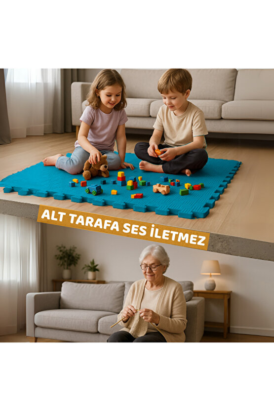 Tatami Zemin Karosu Spor Zemin Çocuk Odası Matı Ses Yalıtımlı Karo Halı Eva Panel Mavi 50 Cm