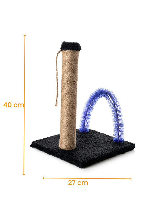 Kedi Tırmalama Tahtası Kedi Kaşınma Tahtası Peluş Kumaş Silinebilir Demonte 40cm Yükseklik (Siyah)