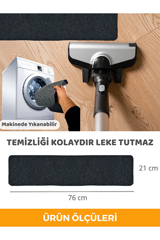 Merdiven Halısı Halıfleks Basamak Ve Merdiven Paspası Kaymaz Taban Antrasit 20x75 Cm (15 ADET)