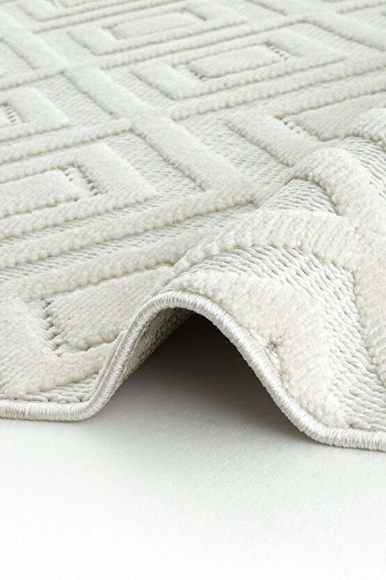 Dizayn Kaymaz Taban Koridor Halısı Kesme Yolluk Mutfak Halısı Modern Salon Halısı 1089 KREM