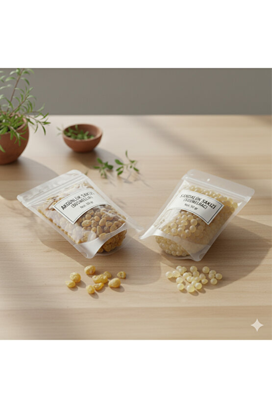 Doğal Sandaloz & Ak Günlük Sakızı 2x50 gr | Bitkisel Reçine | Toplam 100 gr Set