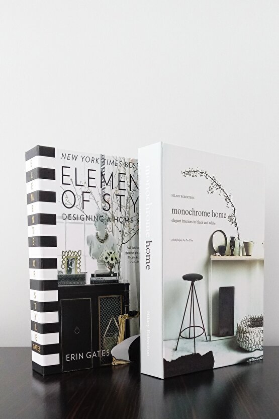 2li Dekoratif Kitap Kutu Görünümlü elements Siyah & Monochrome Home Temalı