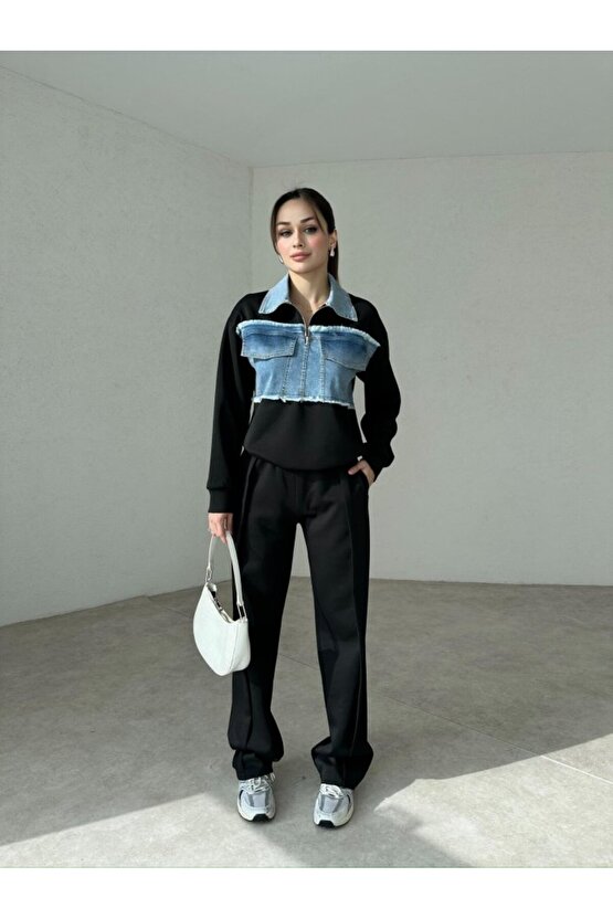 Kadın Kot Detaylı Takım