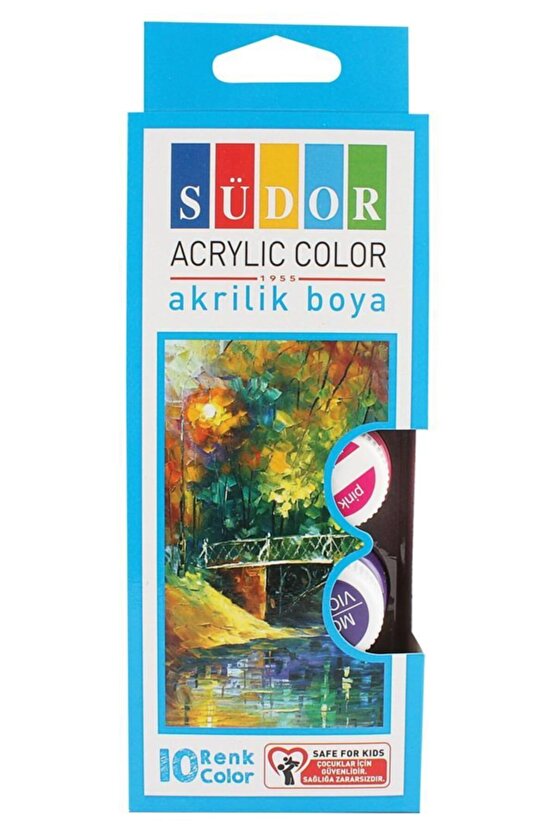 35x50 Cm Resim Tuvali Boyama Başlangıç Seti - Akrilik Boya Fırça Palet Tuval Set T.s