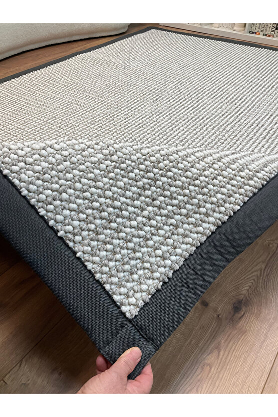 Kumaş Bordür Gri Bukle Antrasit Bordür  Halı Salon Koridor Mutfak Çocuk Odası Halısı  Kilim S267