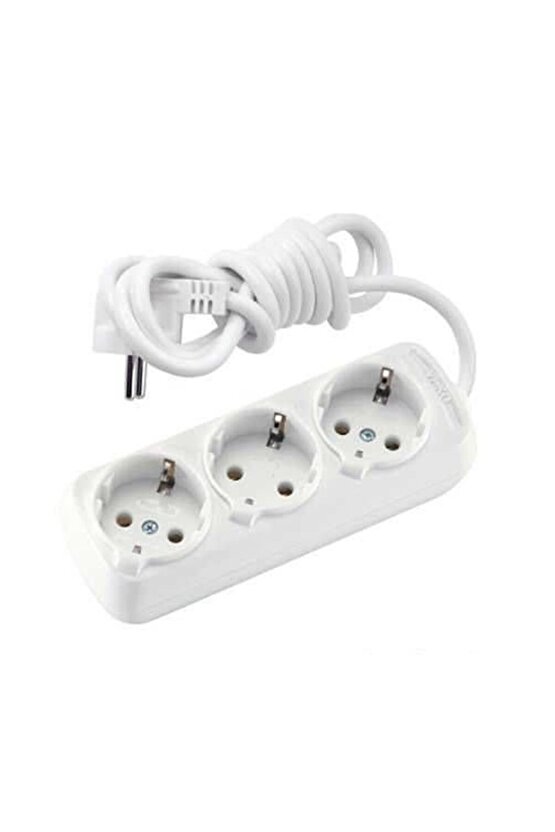 Gold Marka 3 Metrelik Topraklı Uzatma 3lü Priz 3m Kablolu Fiş