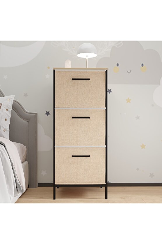 Çocuk Dolabı 3 Çekmeceli Büyük Boy Komodin Sehpa