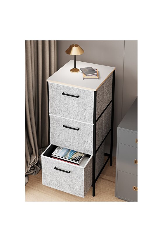 3 Çekmeceli Çok Amaçlı Dolap Büyük Boy Komodin Sehpa