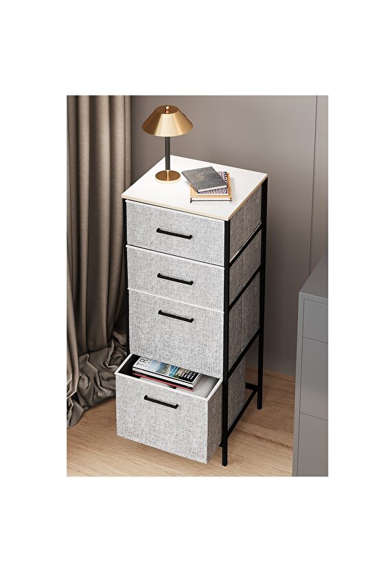 Çok Amaçlı Dolap 4 Çekmeceli Komodin Sehpa