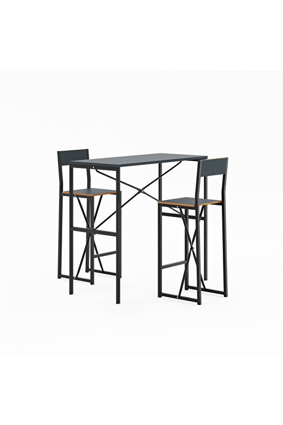 Gzl Bar Masa Bar Sandalye Yemek Masa Sandalye Takımı Füme 1581