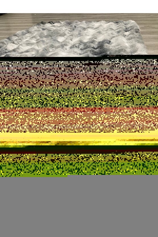 Renkli Bubble Tavşan Tüyü İthal Kaymaz Yumuşak Tüylü Tona Ton Gri