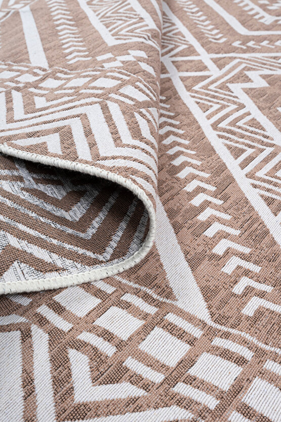 Macro Touch Serisi Bohem Çift Taraflı Dokuma Pamuklu Kilim 1701 Bej
