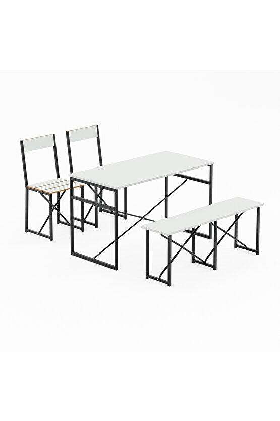 Mutfak Masası Bench Bank 120x60 Masa Set 2 Adet Sandalye Yemek Masası