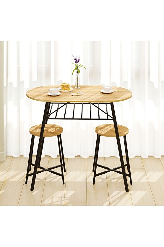 Mutfak Masası Oval Tabure Takımı Masa Sandalye Takımı Çam 1473