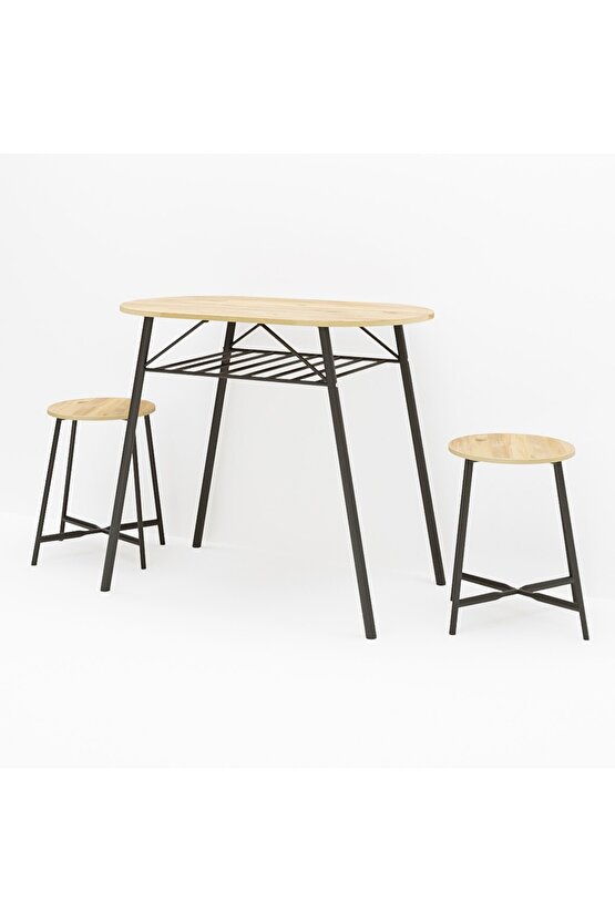 Mutfak Masası Oval Tabure Takımı Masa Sandalye Takımı Çam 1473