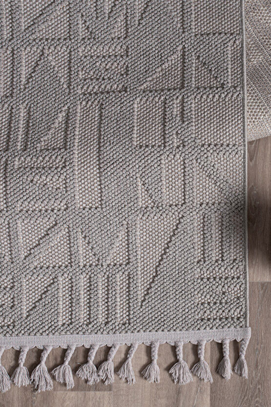 Bukle11883 Gri Yumuşak Dokulu Halı Kilim Salon Mutfak Koridor Kesme Yolluk Dokuma Makine Halısı