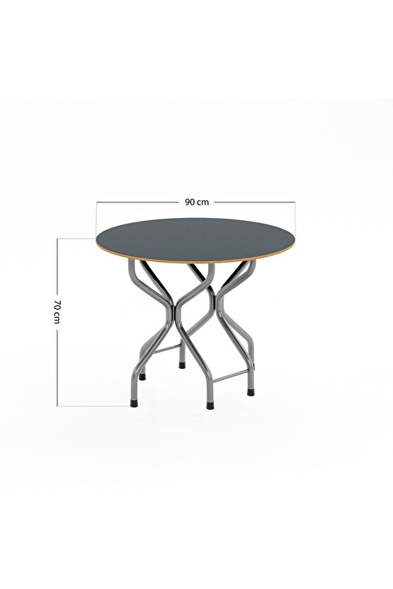 Yeni Katlanır Kırma Yuvarlak Siyah Masa Sandalye Takımı Seti