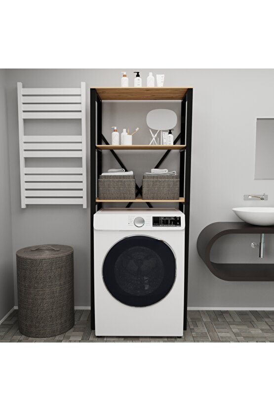 Çamaşır Makinesi Üstü Düzenleyici Raf Banyo Dolabı Rafı Makine Üstü Dolap Raf 3 Lü