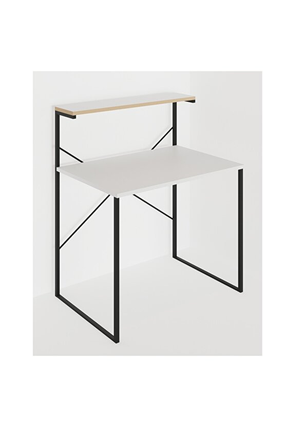 Raflı Çalışma Masası 60x90 Ofis Masası Ders Masası Çok Amaçlı Çalışma Masası Beyaz 1309
