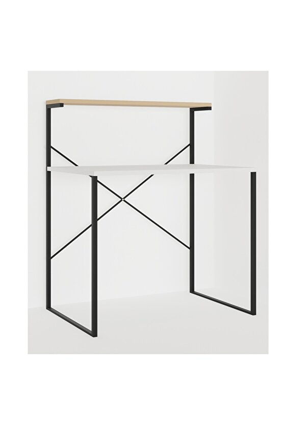Raflı Çalışma Masası 60x90 Ofis Masası Ders Masası Çok Amaçlı Çalışma Masası Beyaz 1309