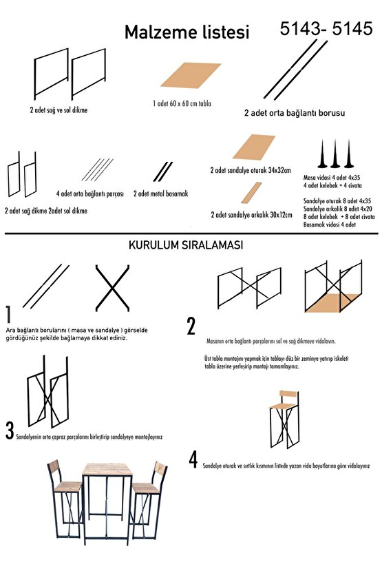 Bar Masa Sandalye Seti Mutfak Yemek Masası Takımı 1009