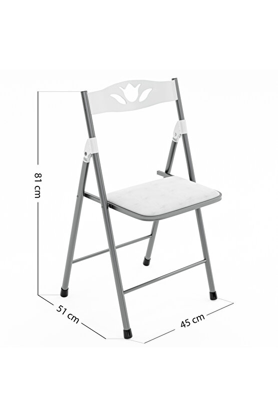 Katlanır Sandalye Mutfak Sandalyesi Beyaz 1046