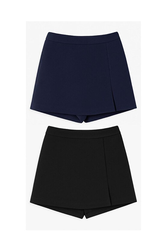 2li Yırtmaçlı Mini Şort Etek