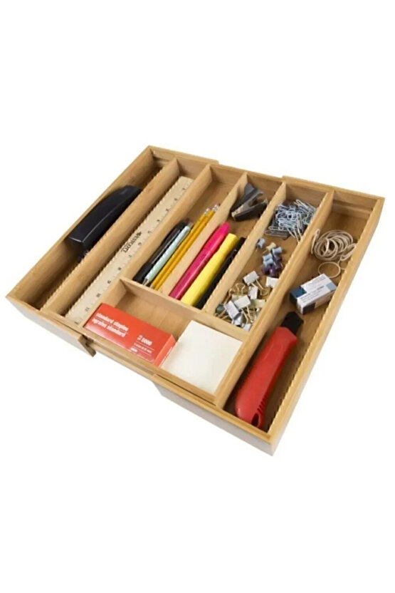 Bambu Ayarlanabilir Çekmece Içi Ölçü Ayarlı Kaşıklık 5-7 Bölmeli