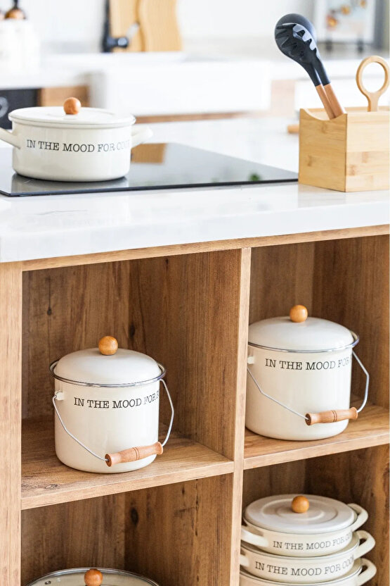 Mood Büyük Boy Tüm Ocaklara Uyumlu 4 Litre Bakraç Krem 18 cm