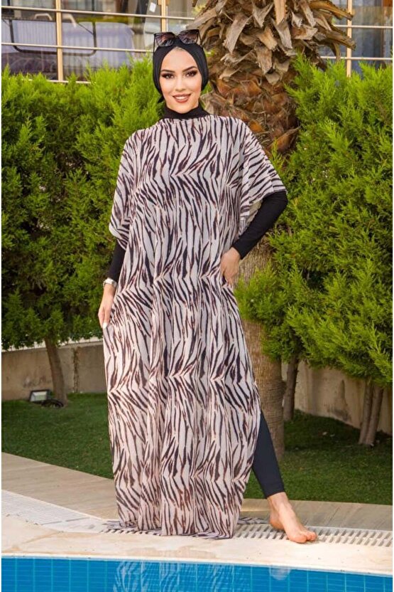 Siyah Zebra Tesettür Pareo