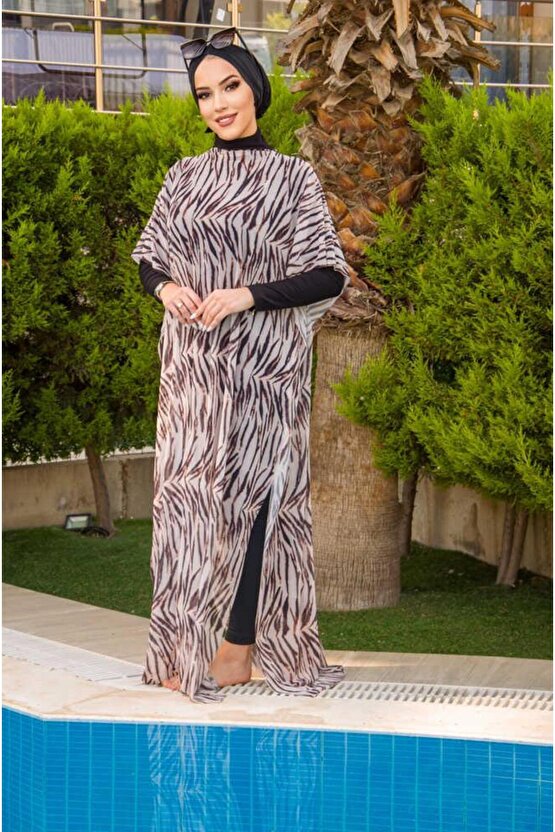 Siyah Zebra Tesettür Pareo