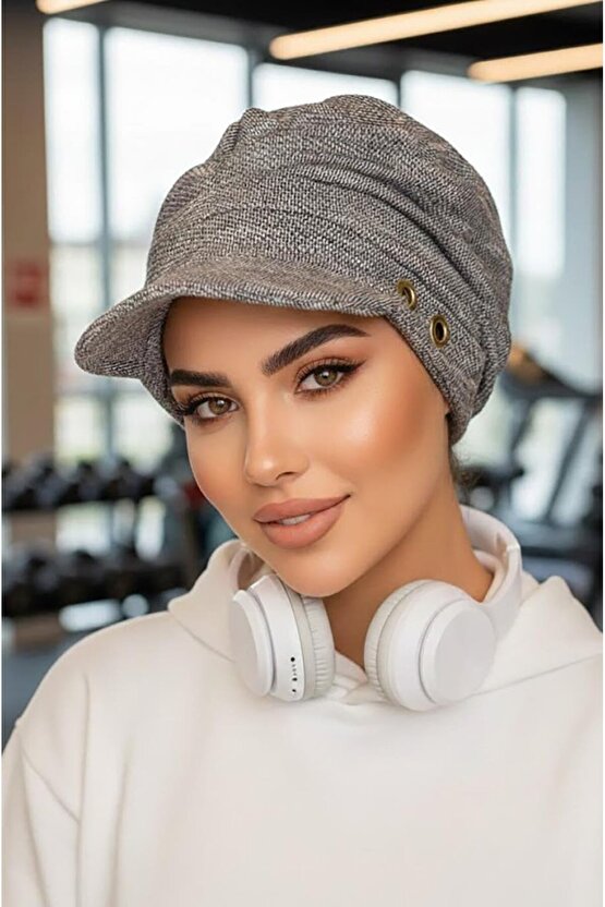 Kot Mavi Metal Detaylı Tesettür Şapka Bone