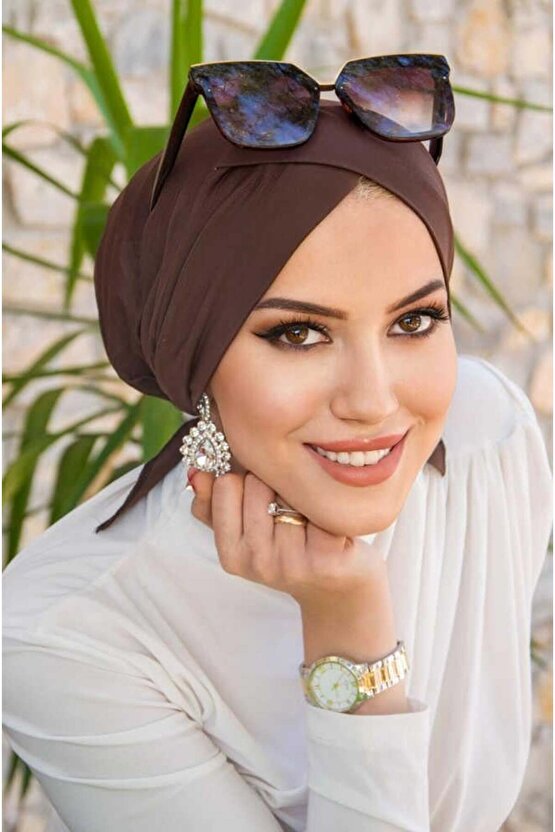 Kahve Çapraz Bantlı Bone