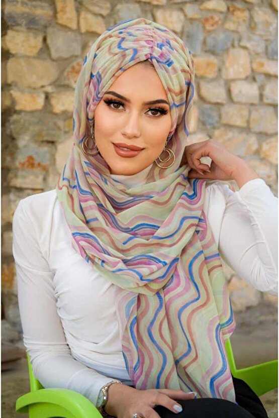 Soft Tonlamalı Geometrik Desen Hazır Şal