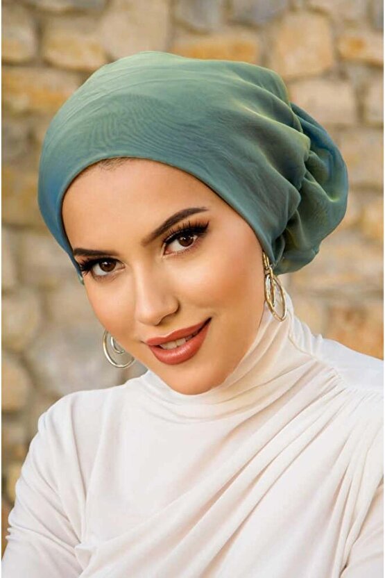 Yeşil Janjan Çağla Hazır Türban Bone