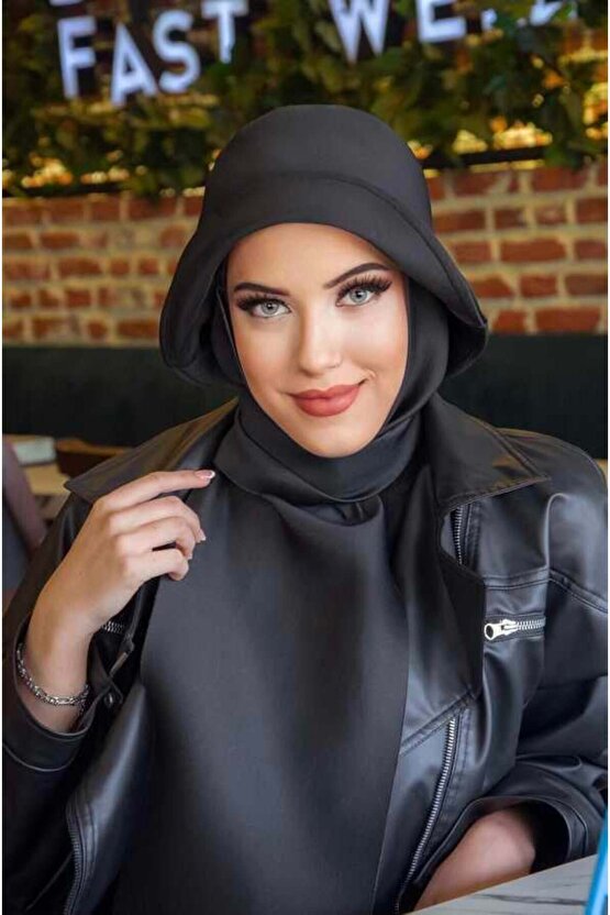 Siyah Scuba Atkılı Vintage Şapka