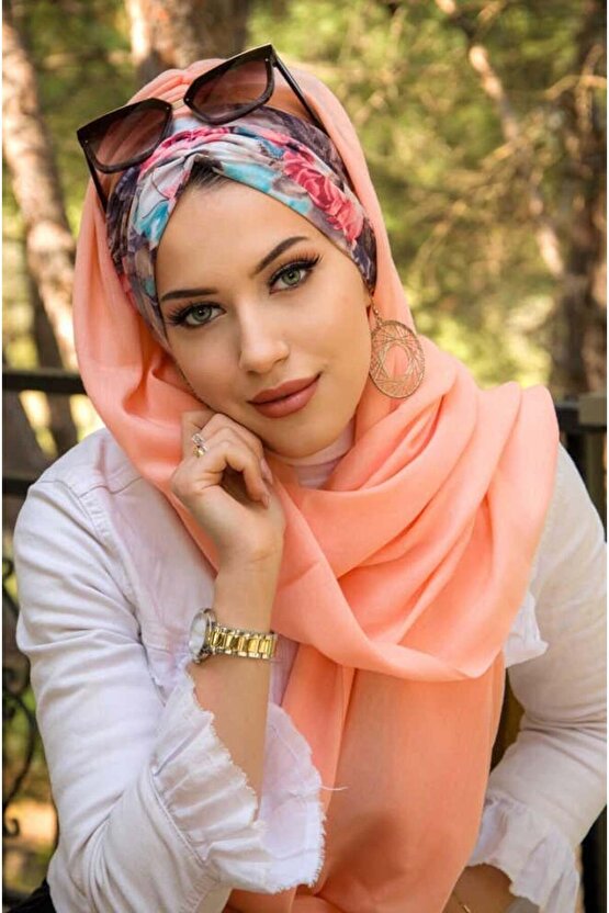 Somon Çiçek Desen Hazır Şal