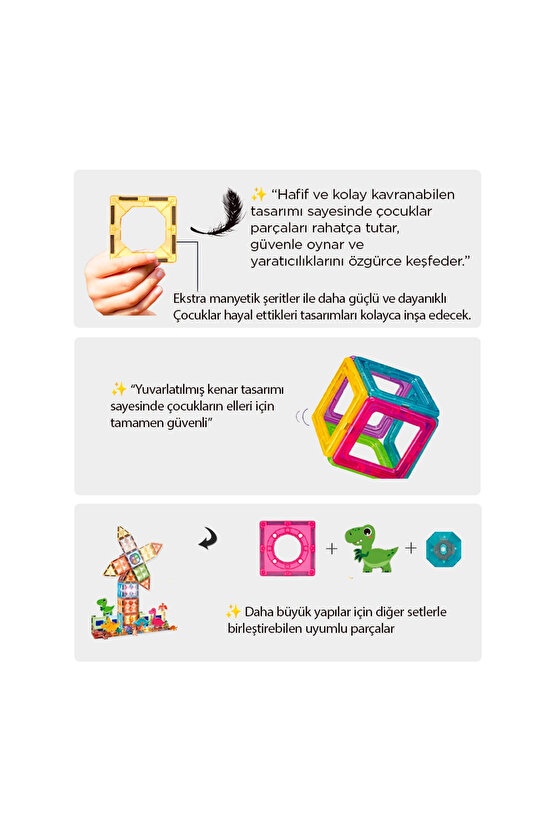 Orijinal Magnetic Tiles Star Diamond Light Version 82 Parça Işıklı Manyetik Lego - Mıknatıslı Lego L