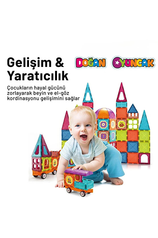 Orijinal Magnetic Tiles 50 Parça Manyetik Lego - Magnetic Magical Magnet - Mıknatıslı Lego