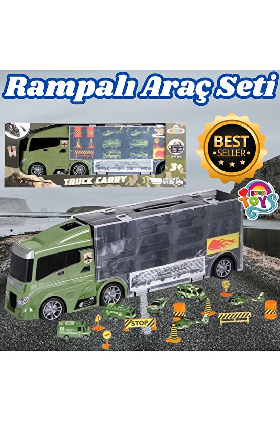 Rampalı Askeri Tır Seti - Askeri Taşıyıcı Tır - Kaydıraklı Kamyon - Araç Yol Seti - Tır Yol Seti - O