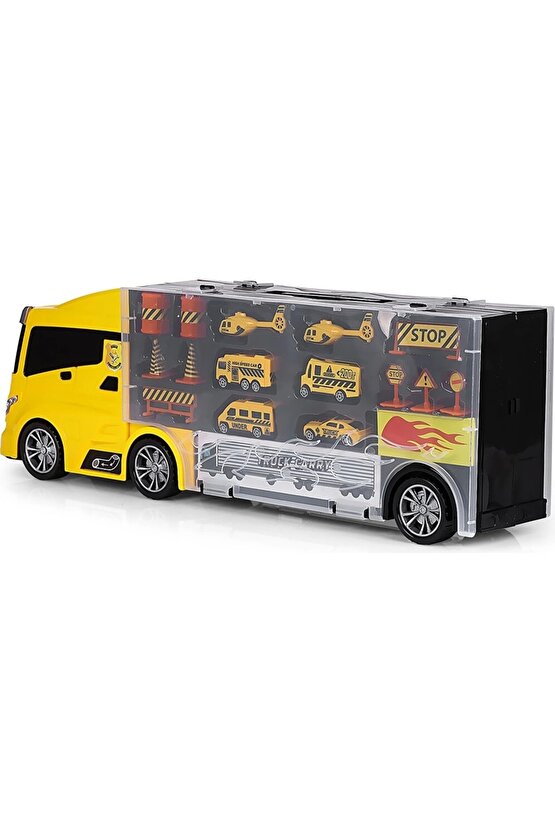 Rampalı İnşaat Tır Seti - İnşaat Taşıyıcı Tır - Kaydıraklı Kamyon - Araç Yol Seti - Tır Yol Seti - O